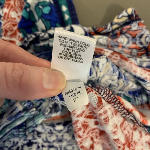 Cable & Gauge Womens 1X Short Sleeve Blouse Viscose Lightweight Boho Patchwork - Picture 9 of 13